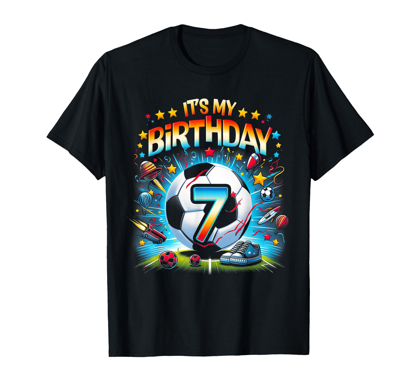 Kids It's My 7th Birthday Boys Soccer Football 7 Years Old T-Shirt