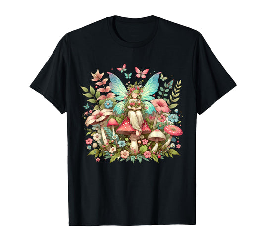Enchanted Forest Fairy Fantasy Mystical Butterfly & Floral T-Shirt