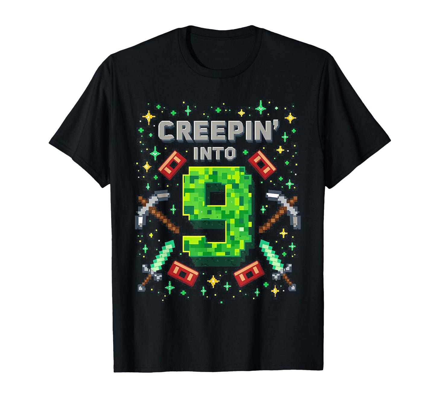 It's My 9th Birthday Boy Gamer Creepin’ Into 9 Gamer Pixel T-Shirt