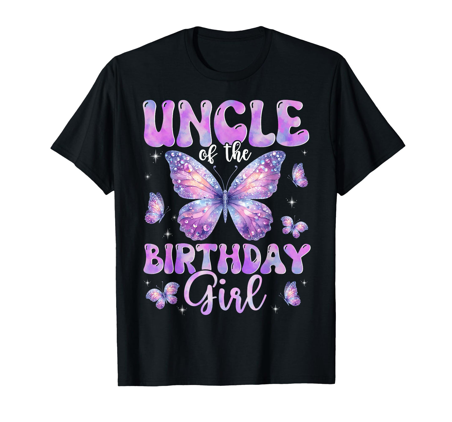 Uncle Of The Birthday Girl Butterfly Family Matching T-Shirt