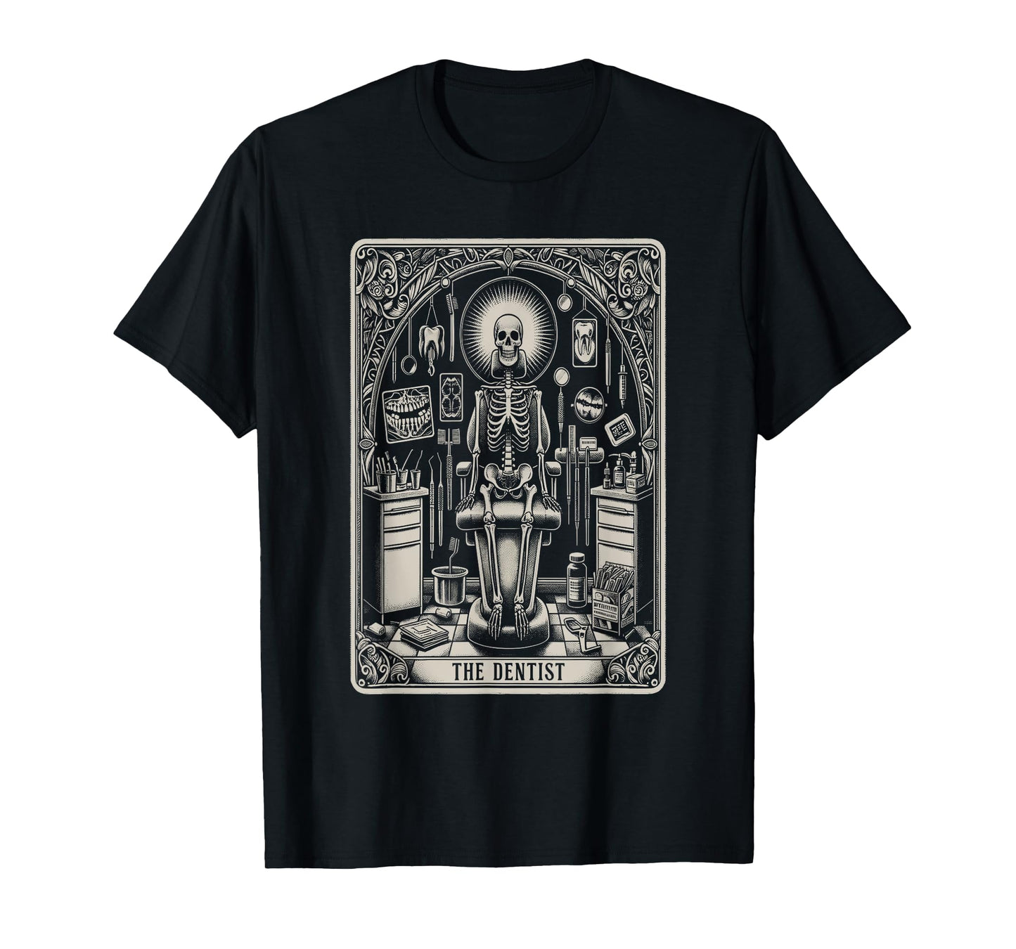 Funny Skeleton Yoga Dental Hygienist Tooth Dentist Halloween T-Shirt