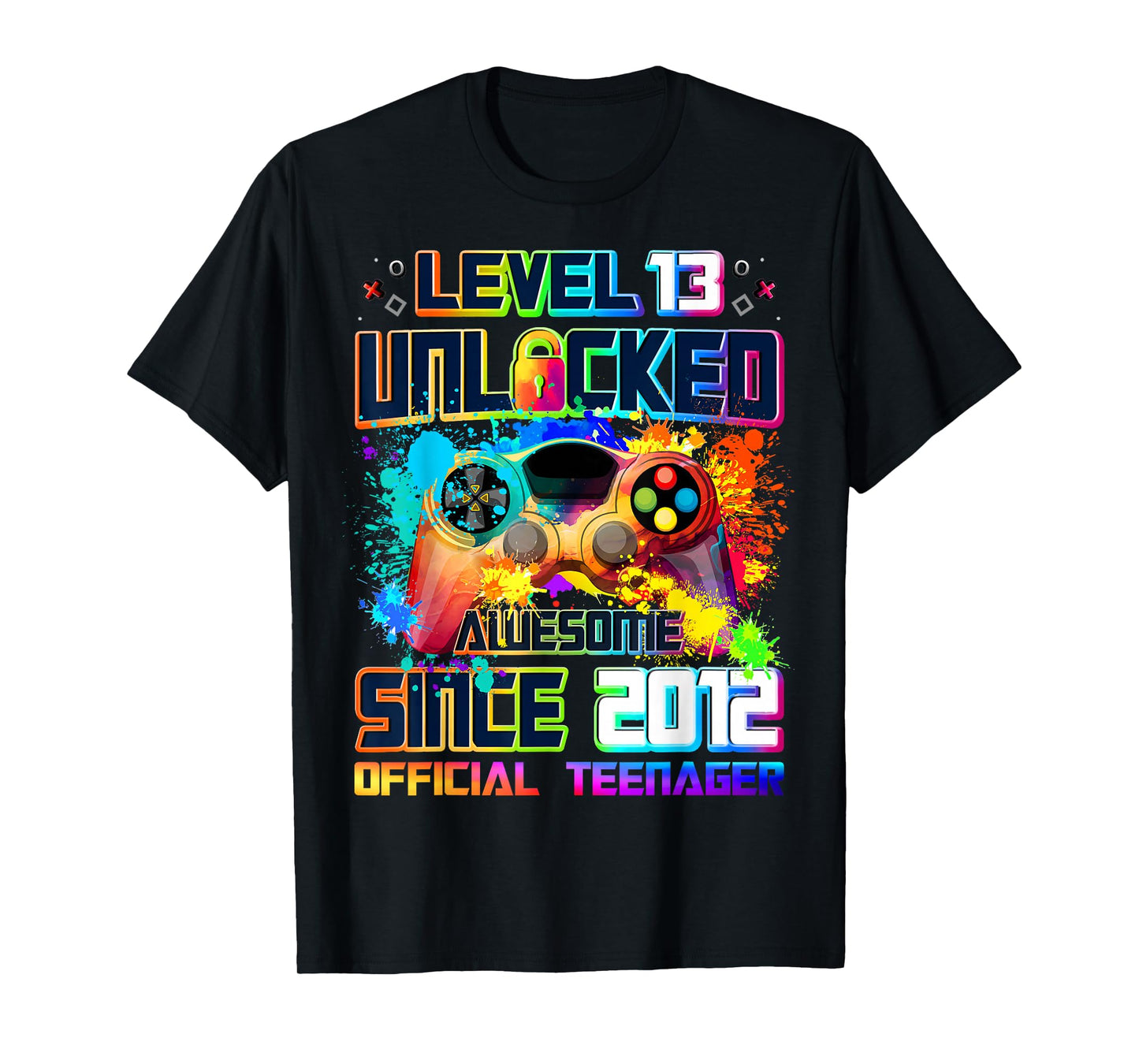 Level 13 Unlocked Awesome Since 2012 13th Birthday Gaming T-Shirt