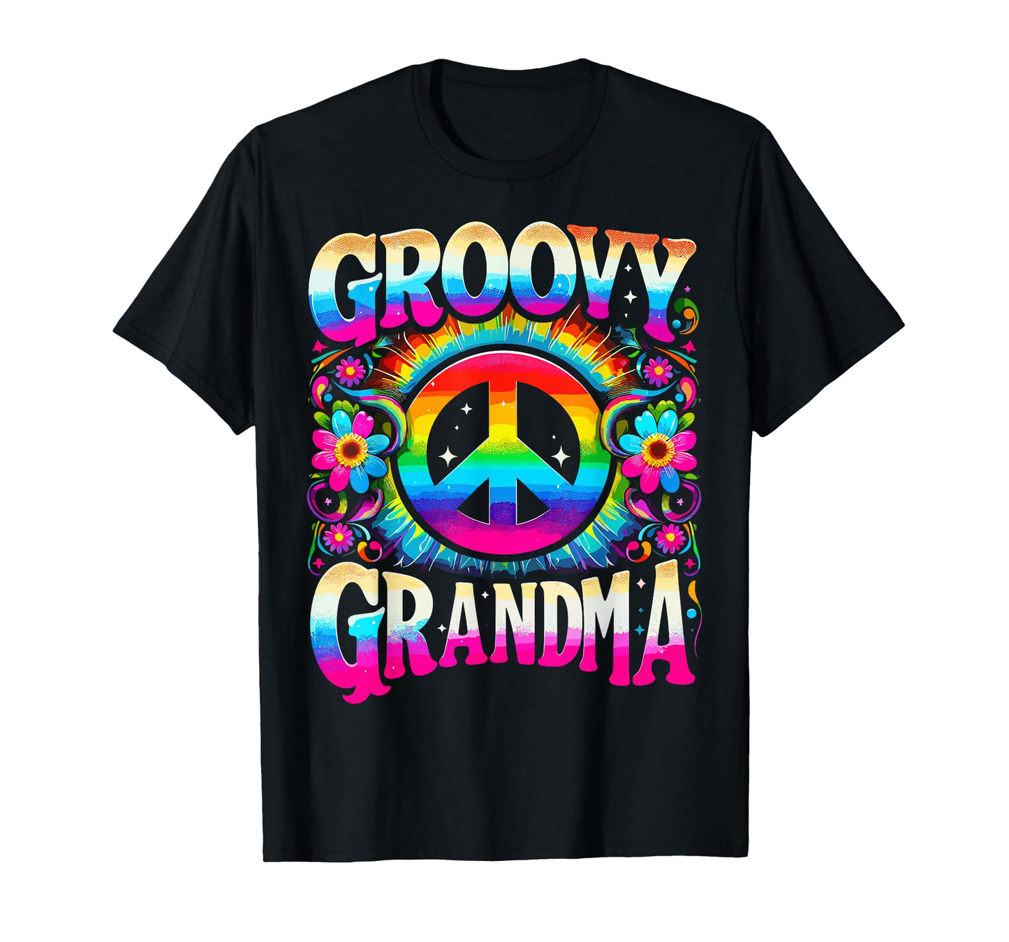 Hippie Tie Dye Peace Sign Groovy Grandma T-Shirt