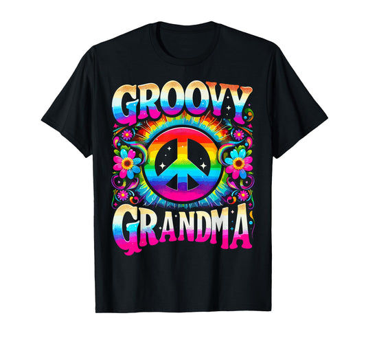 Hippie Tie Dye Peace Sign Groovy Grandma T-Shirt