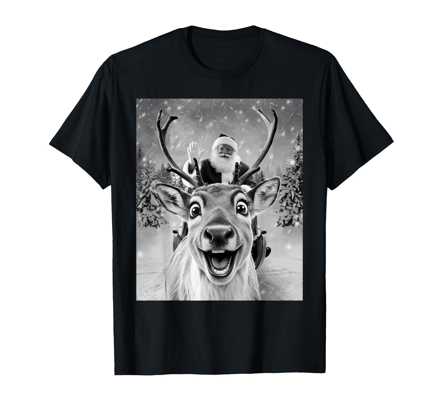 Funny Reindeer Selfie Santa Christmas Gifts Men Women Kid T-Shirt