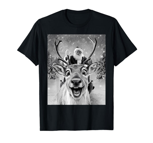 Funny Reindeer Selfie Santa Christmas Gifts Men Women Kid T-Shirt
