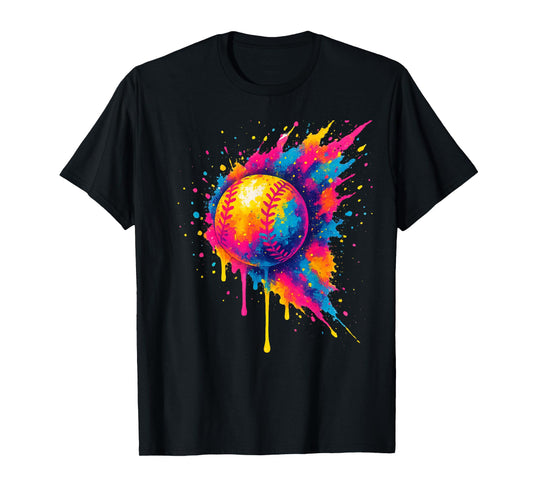 Colorful Splash Baseball Ball Graffiti for Youth & Boys T-Shirt