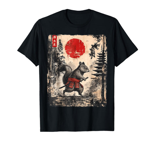 Samurai Squirrel Japanese Vintage Funny Gifts Graphic Art T-Shirt