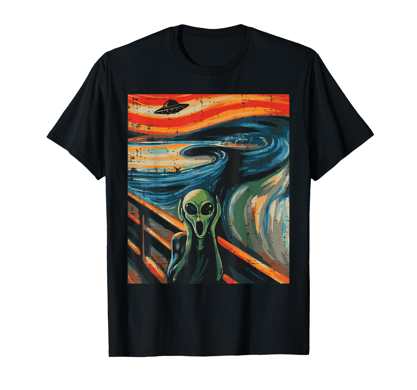 Alien Scream Painting Funny UFO Space Art Women Men Kids T-Shirt