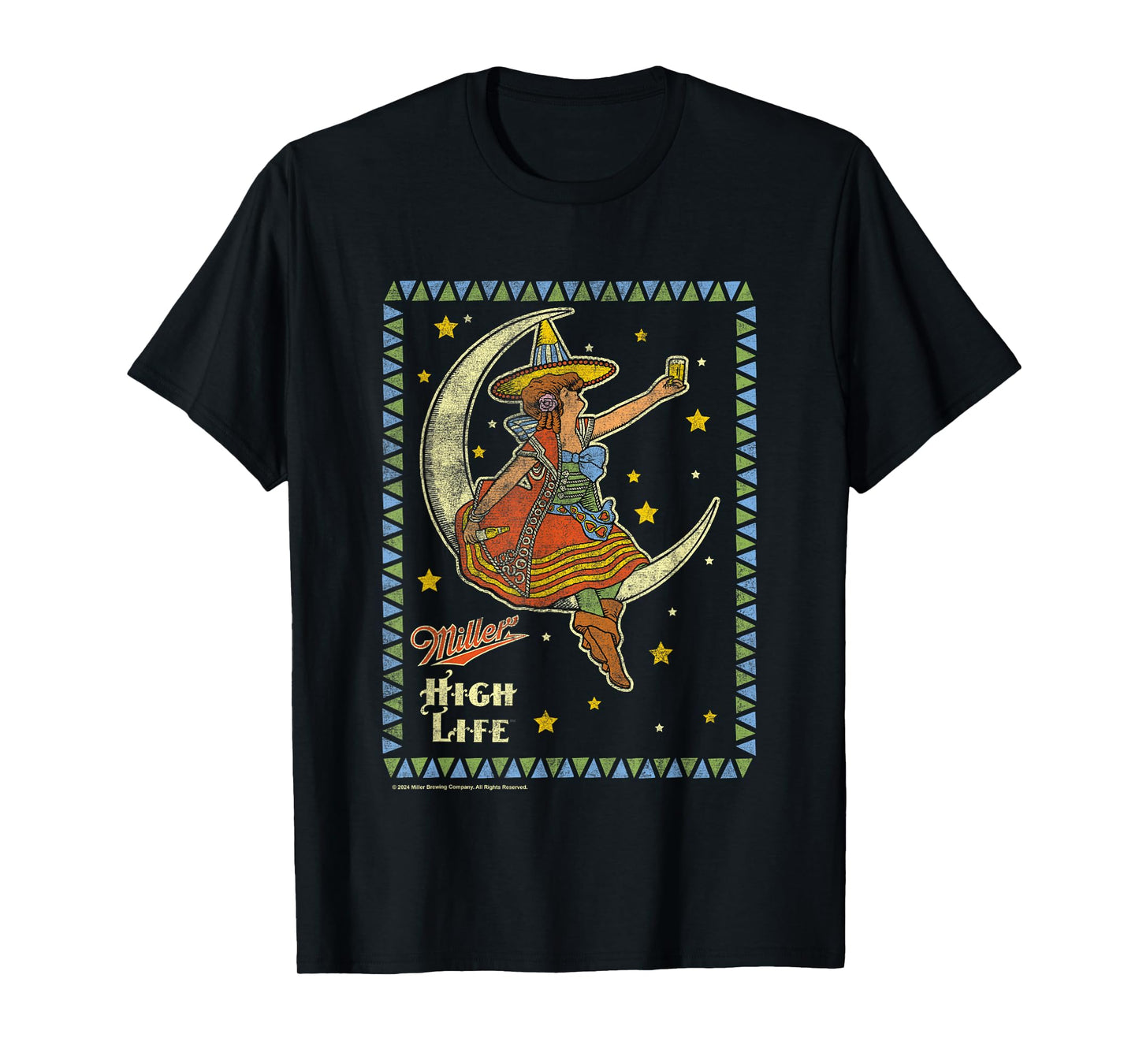 Miller High Life Girl On The Moon Vintage Stamp T-Shirt