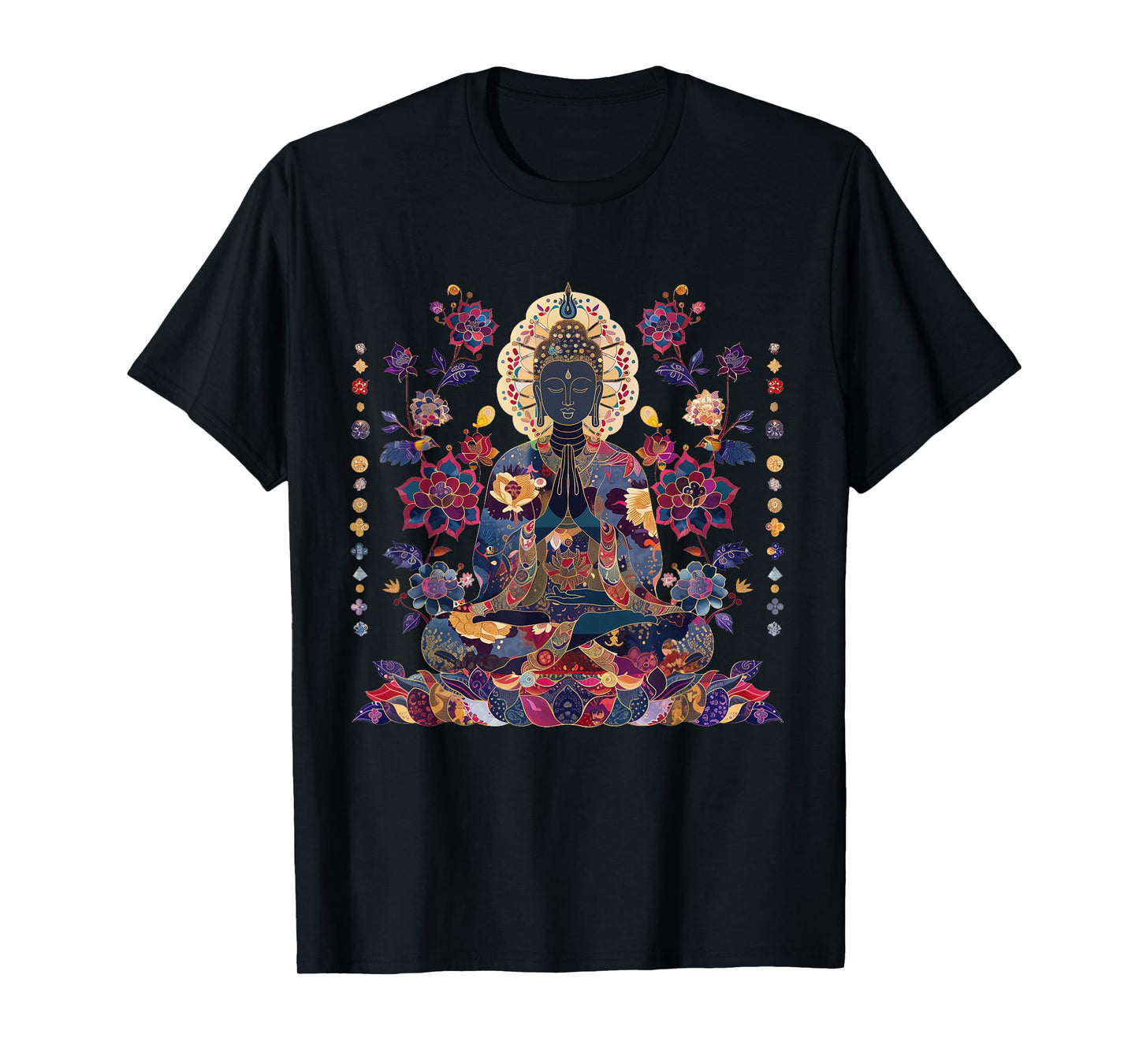 Buddha Vintage Flowers Zen Buddhism Spiritual Art Buddhist T-Shirt