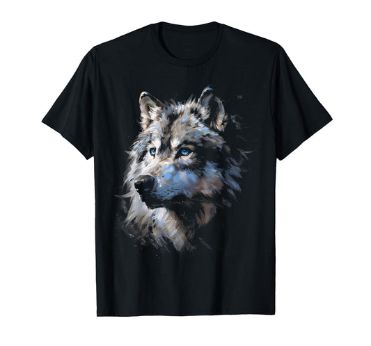 Alpha Wolf Shirt Fantasy Art Graphic Blue Eyes Wolf Lovers T-Shirt