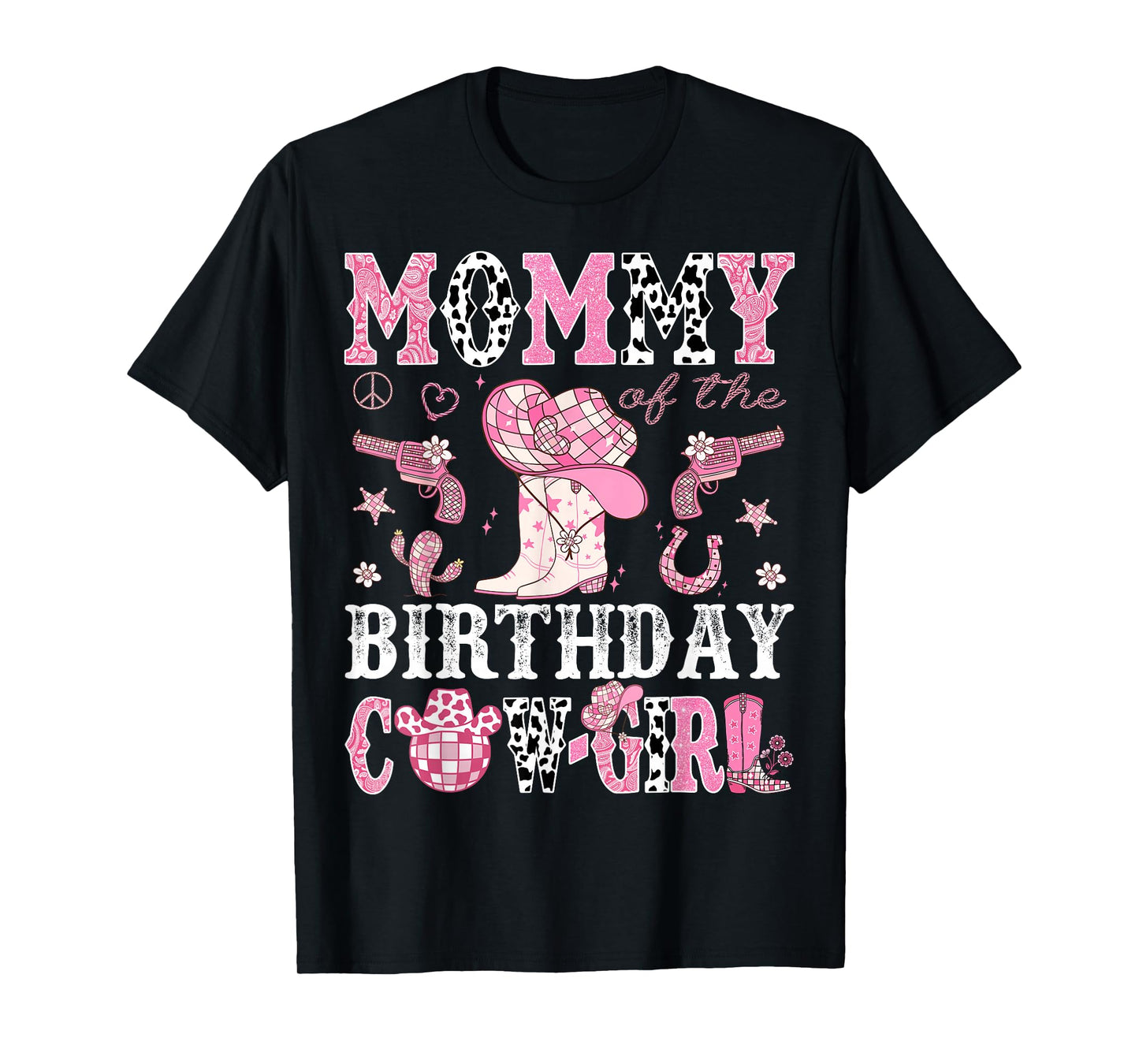 Mommy Of The Birthday Cow-Girl Pink Disco Rodeo Western T-Shirt