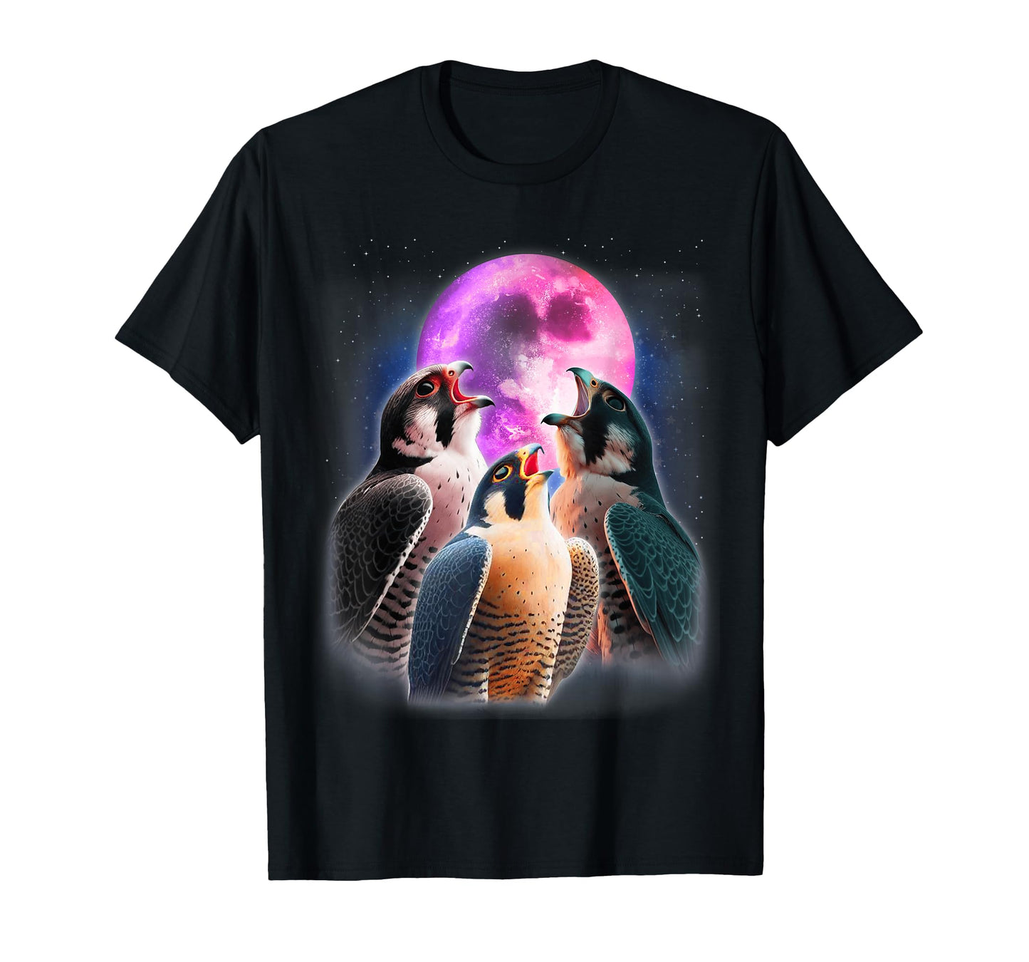 3 Peregrine Falcon Howling At The Moon Funny Hawk Bird Lover T-Shirt