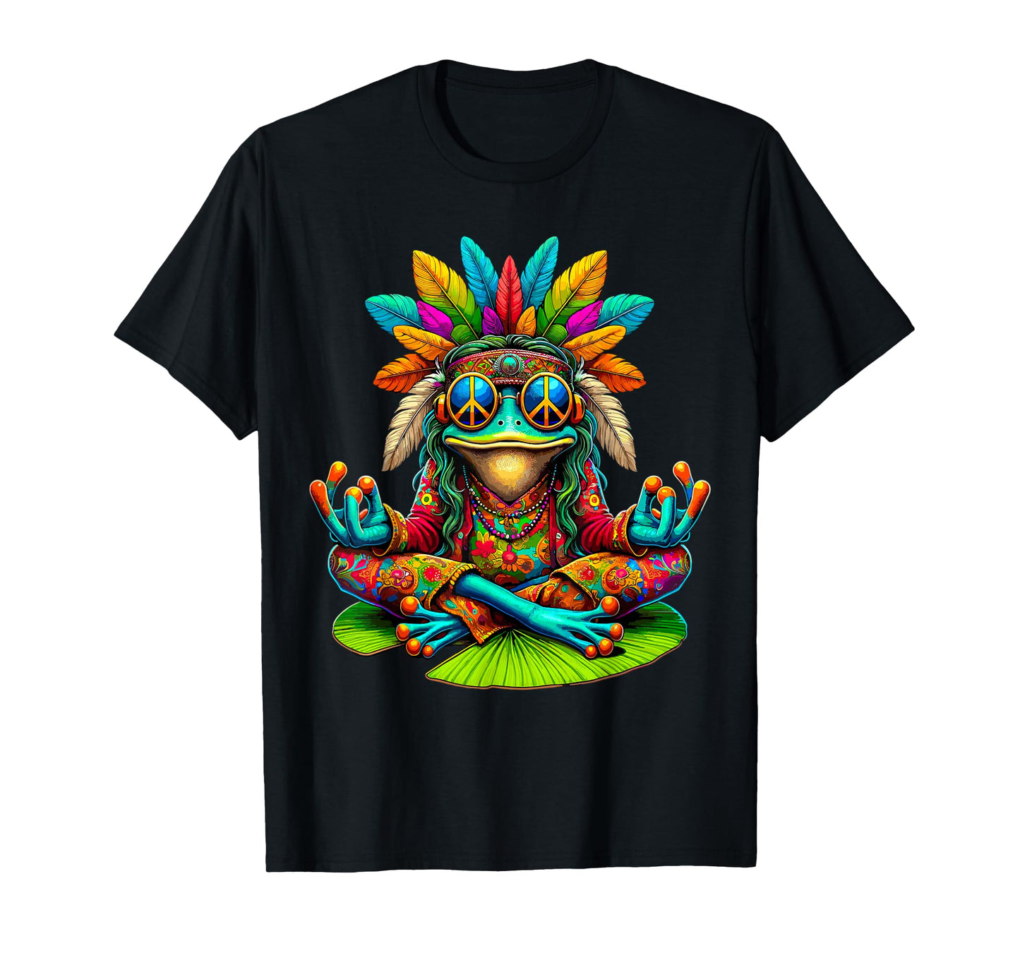 Frog Peace Sign Sunglasses Hippie T-Shirt