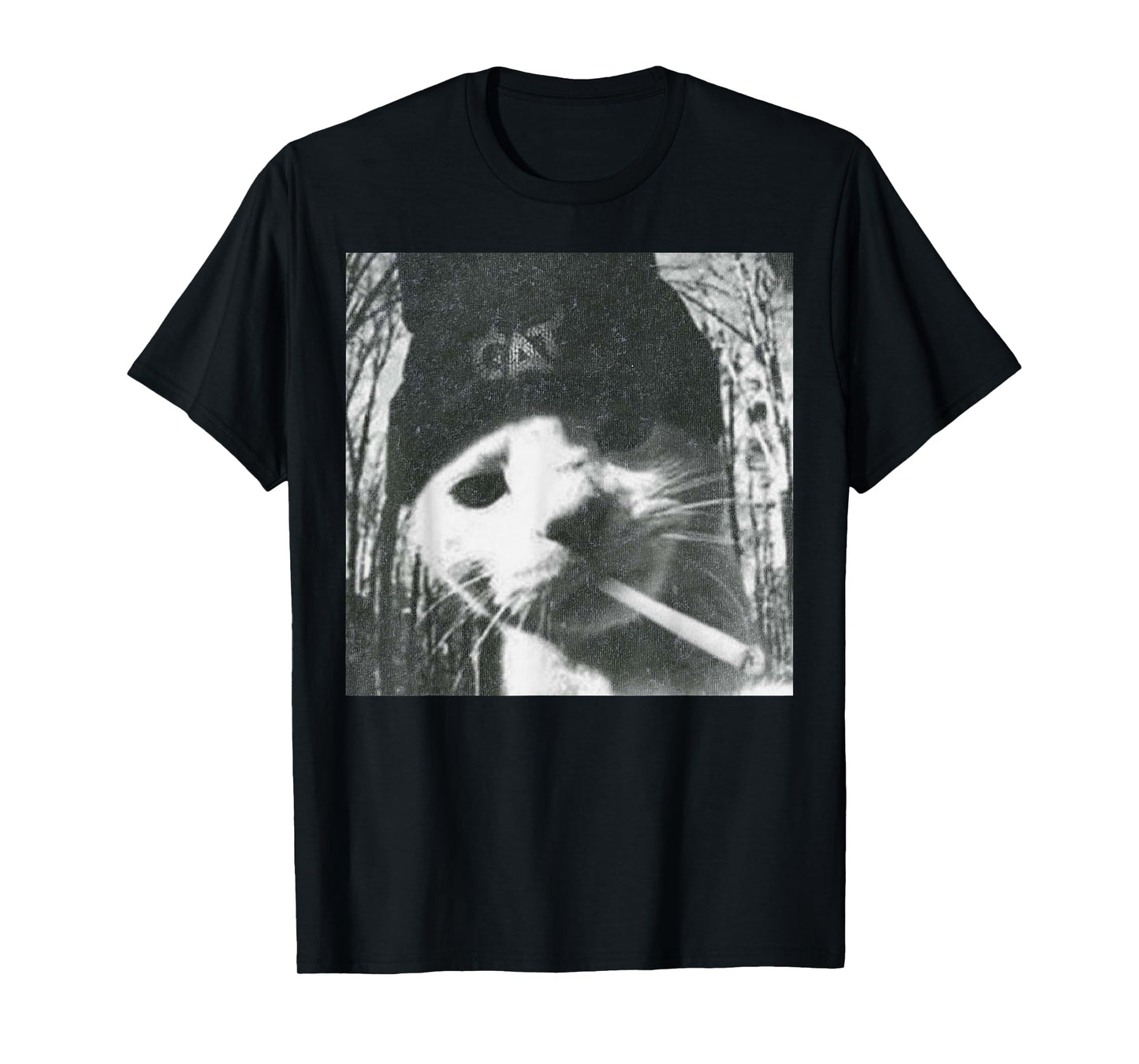 Smoking Cat Beanie Meme Grunge Aesthetic Funny T-Shirt
