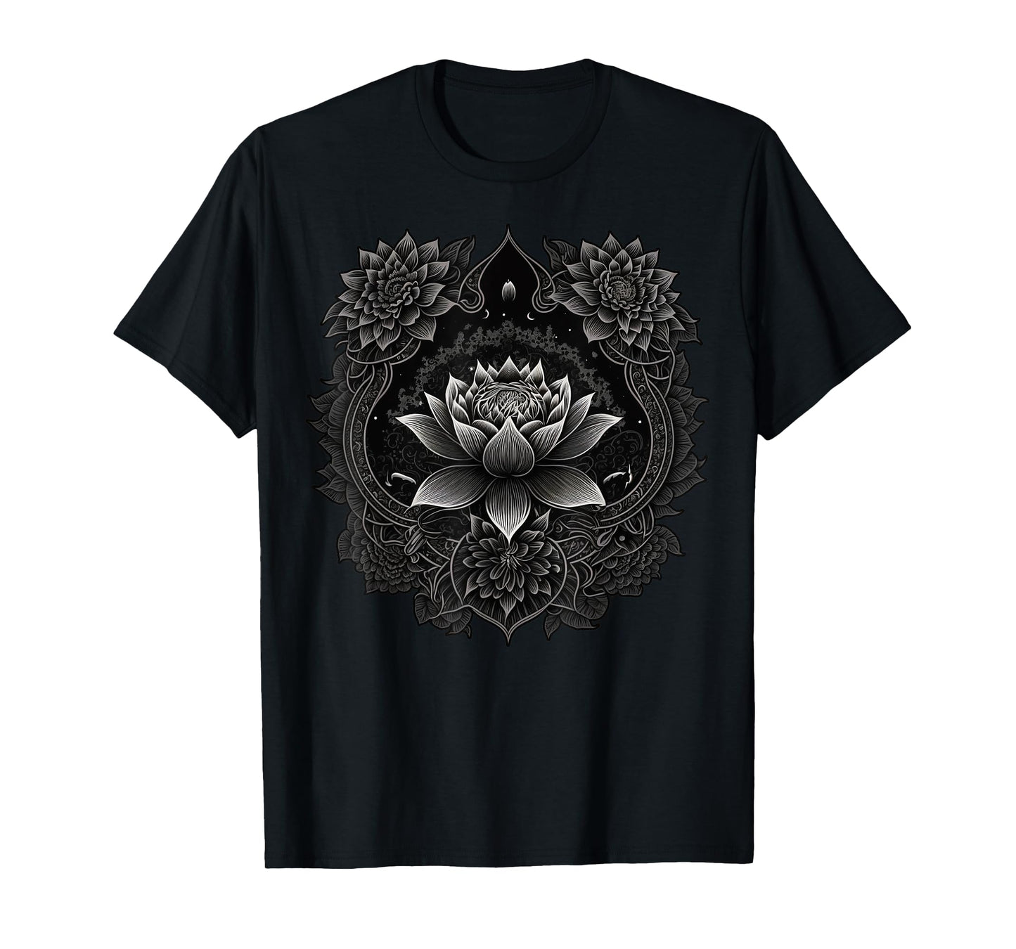 Spiritual Zen Lotus Flower on Mandala Lotus Flower T-Shirt