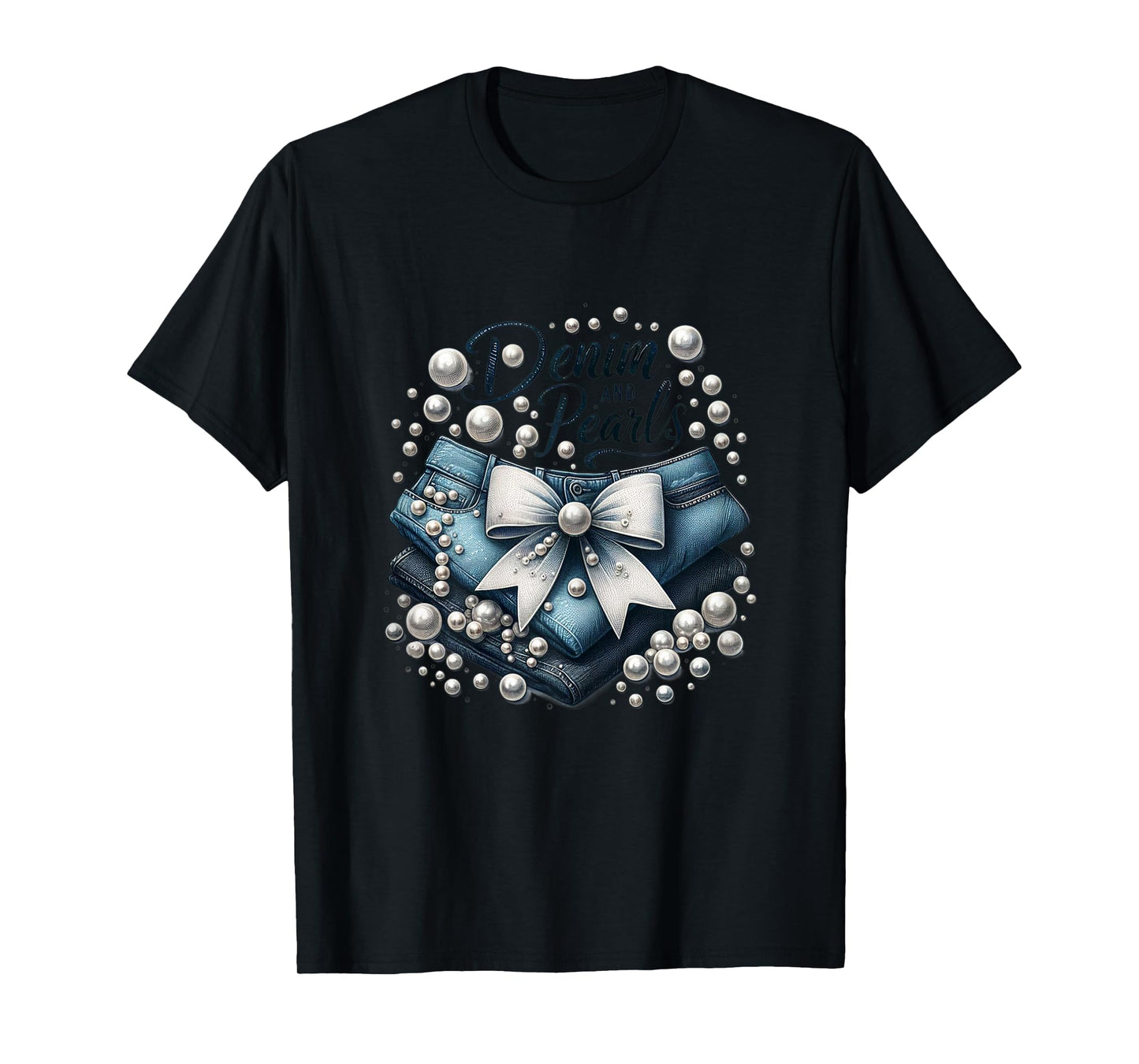 Pearls & Denim 2025 Outfit for Stylish Women T-Shirt