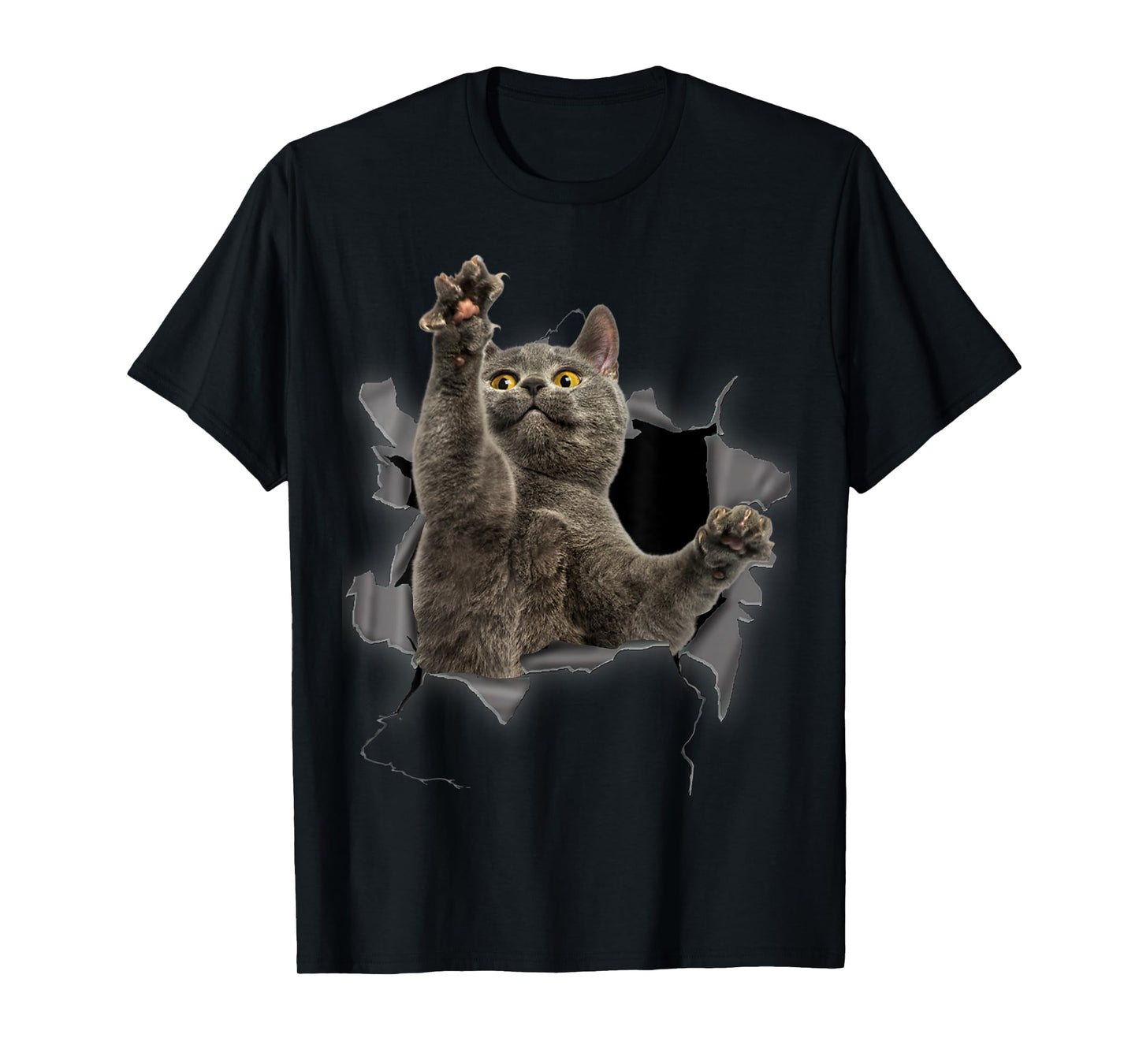 Grey Cat Torn Cloth Funny Gifts Cat Dad, Cat Mom, Cat Lover T-Shirt