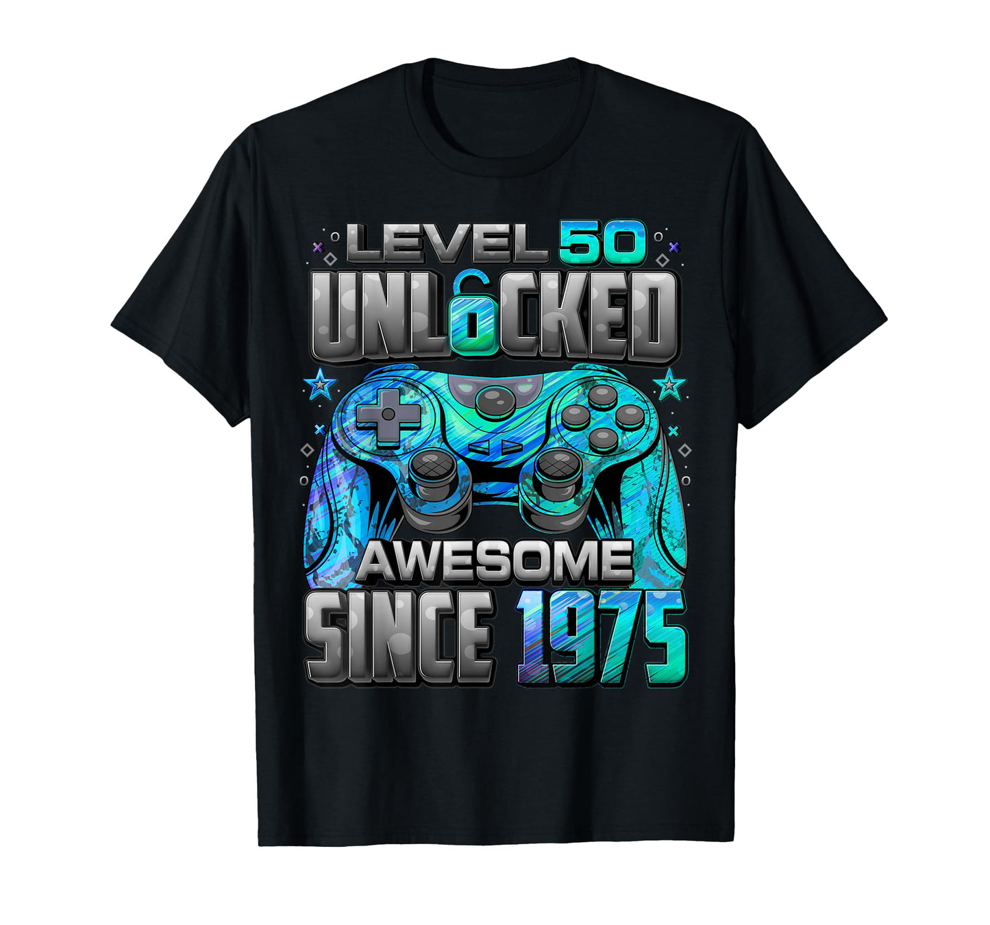 Level 50 Unlocked Awesome Since 1975 50th Birthday Gaming T-Shirt