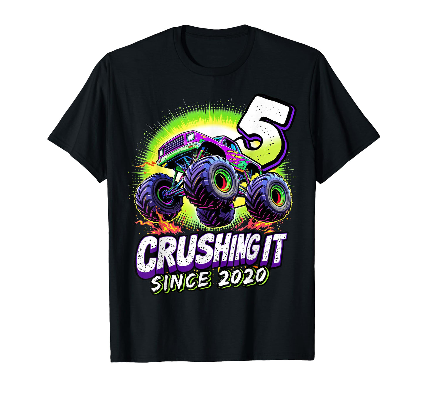 Birthday Monster Truck 5 year Old Boys 5th Party Born 2020 T-Shirt