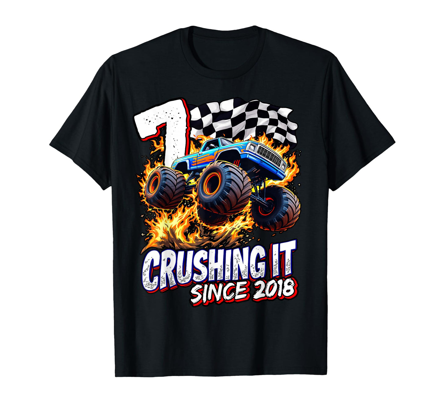 Birthday Monster Truck 7 year Old Boys 7th Party Born 2018 T-Shirt