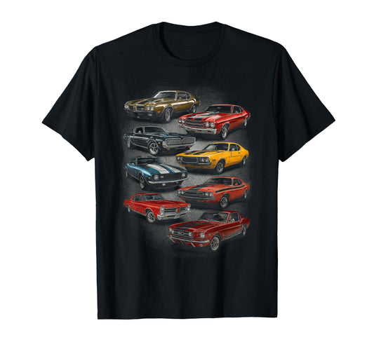 Vintage American Iconic Classic Muscle Car Retro Artwork T-Shirt