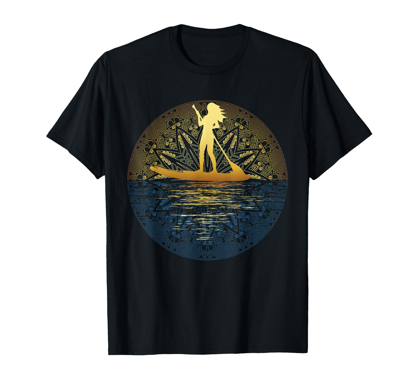 Paddleboard SUP Girl Mandala Reflected Stand Up Paddle Board T-Shirt
