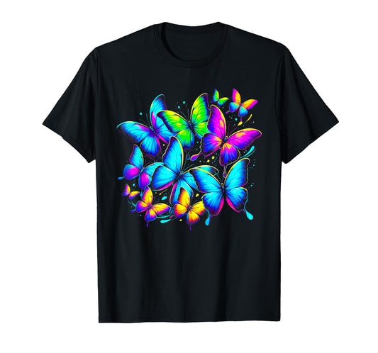 Rainbow Butterflies Graphic for Men Women Boys Girls T-Shirt