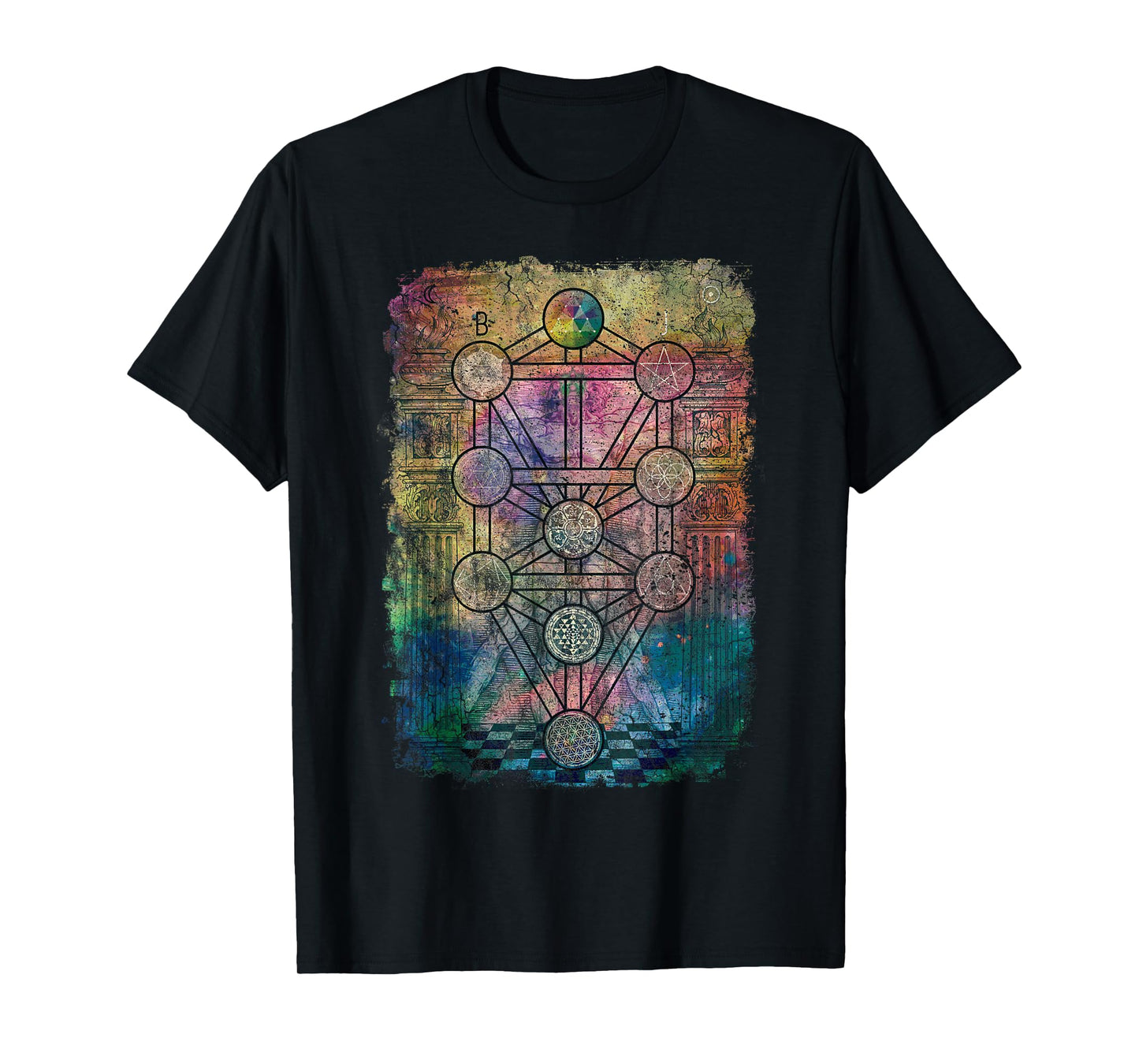 Tree Of Life Sacred Geometry Retro Vintage Graphic Print T-Shirt