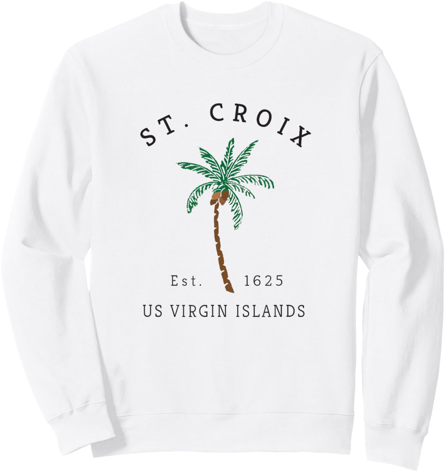St. Croix USVI Colorful Palm Tree Retro Novelty Art Sweatshirt - Sweatshirt | White