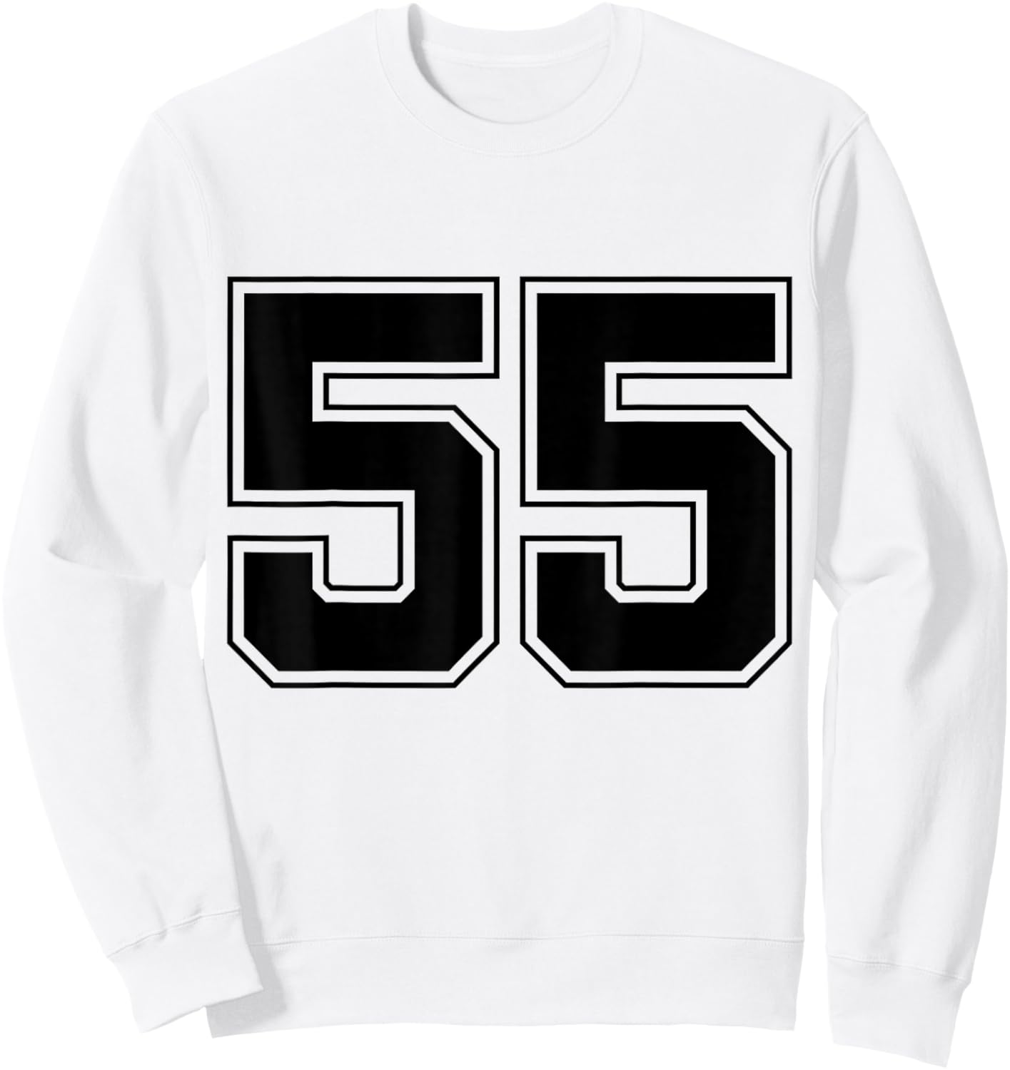 Number 55 Big Bold Capital Varsity Alphabet Monogram Sweatshirt - Sweatshirt | White