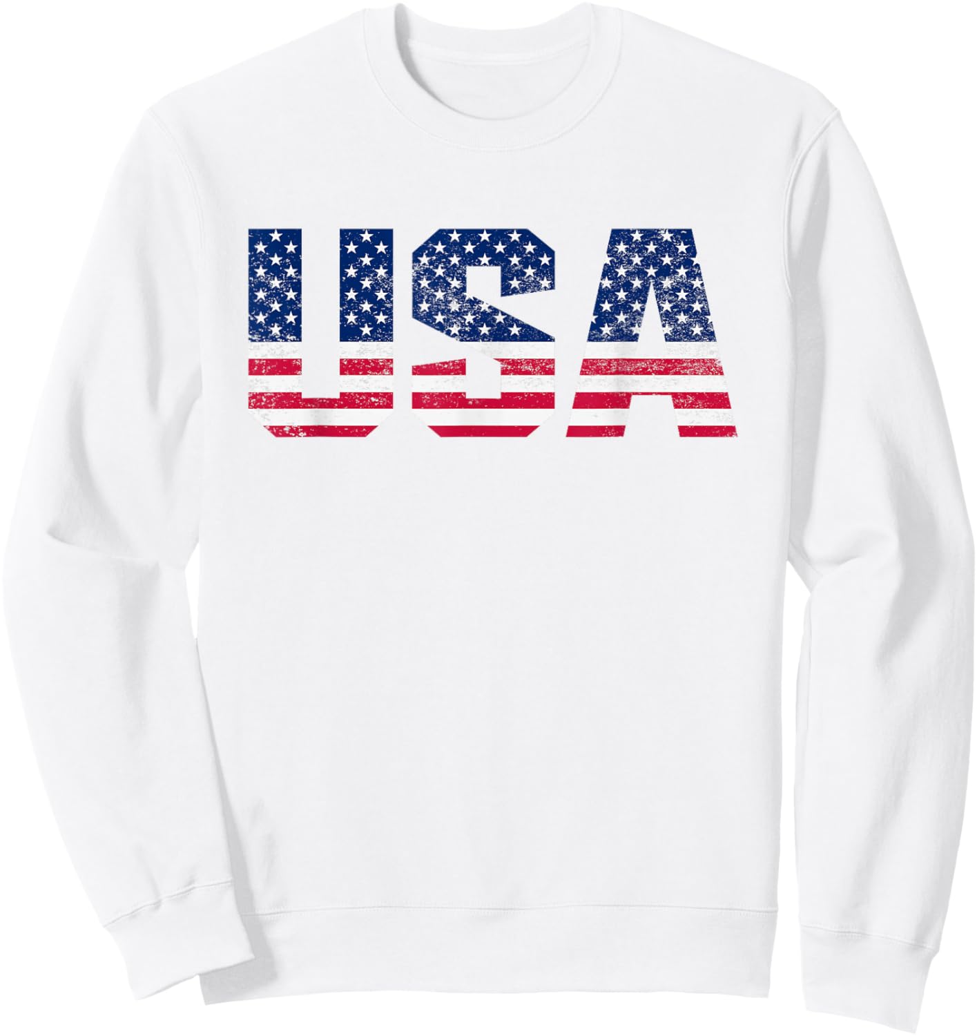 USA Flag Patriotic 4th of July America Women Men Sweatshirt - Sweatshirt | White