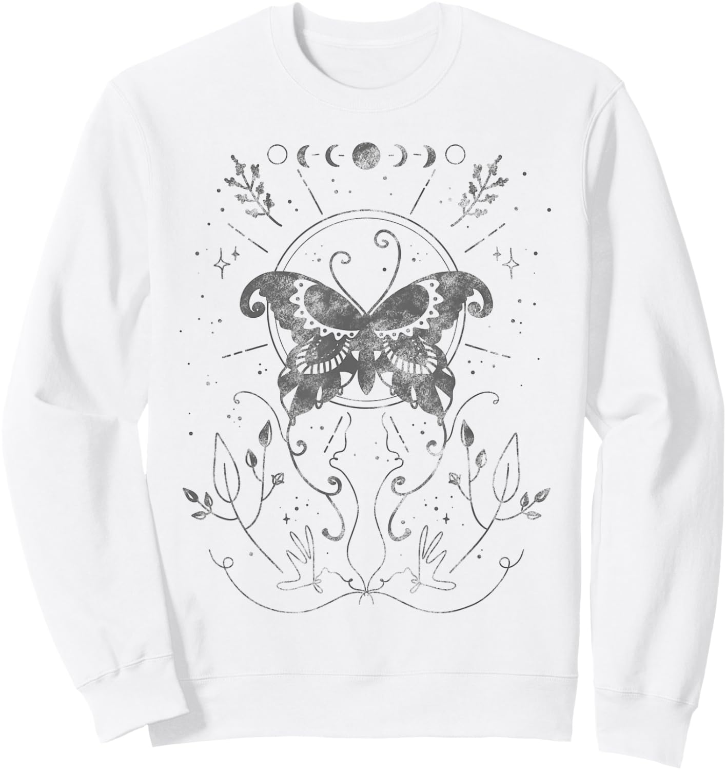 Light Academia Aesthetic Clothing Teen Girls Woman Luna Moth Sweatshirt - Sweatshirt | White