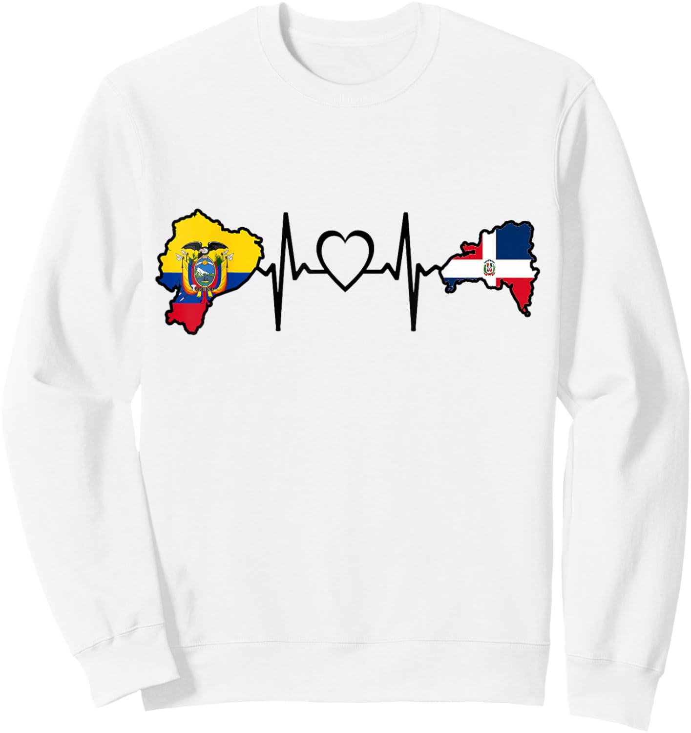 Dominican Ecuadorian Heartbeat Ecuador Flag Heritage Sweatshirt - Sweatshirt | White