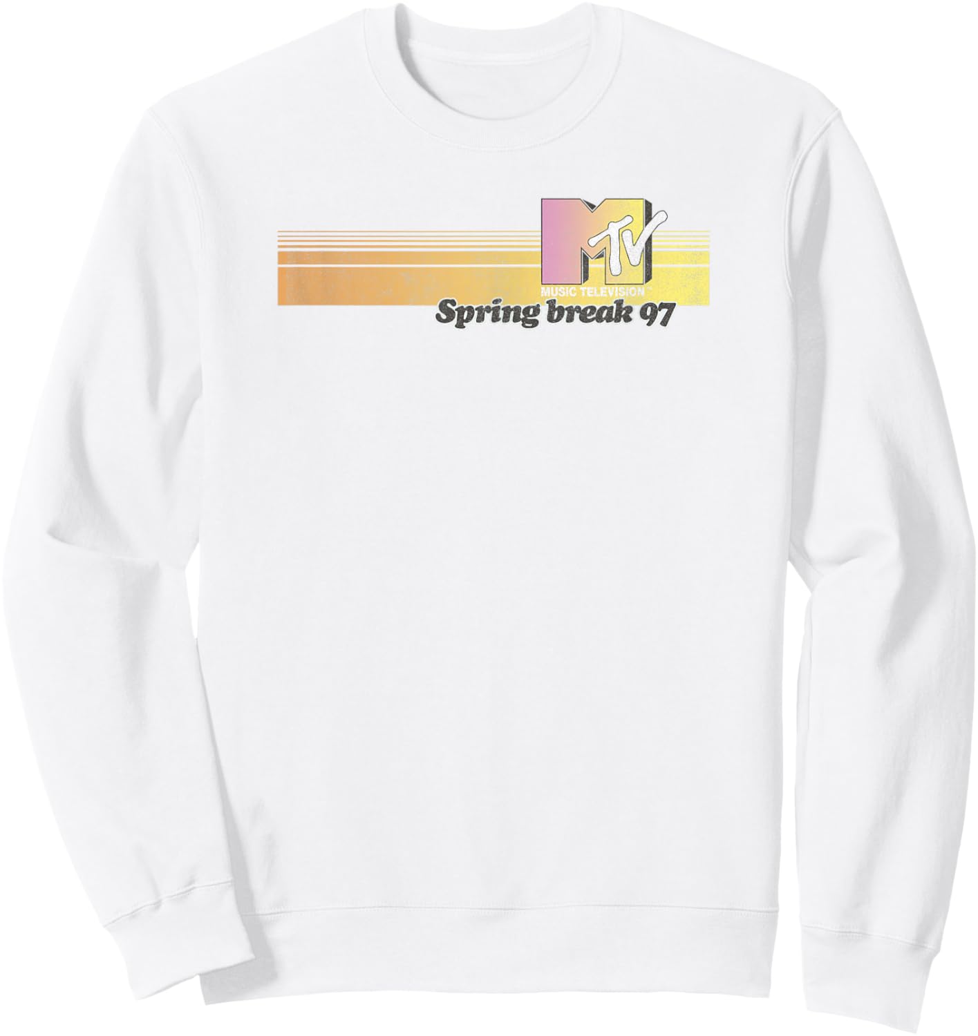 MTV Spring Break 97 Retro Striped Logo Sweatshirt - Sweatshirt | White