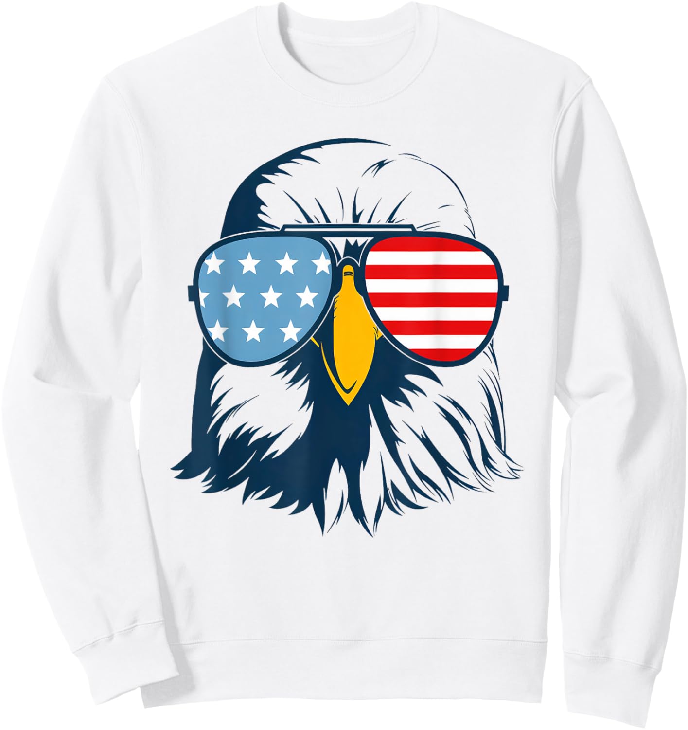 Patriotic Eagle with Sunglasses Shirt USA Patriotic Family Women Kids Men Sweatshirt - Sweatshirt | White