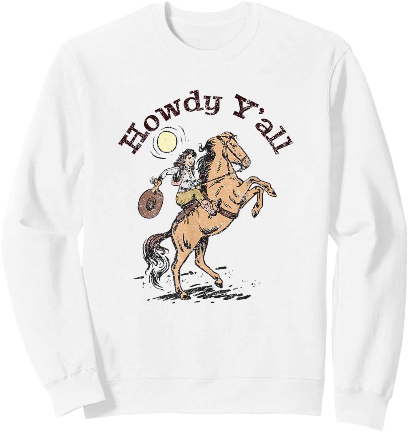 Vintage Howdy Y'All Rodeo Western Country Southern Cowgirl Sweatshirt - Sweatshirt | White