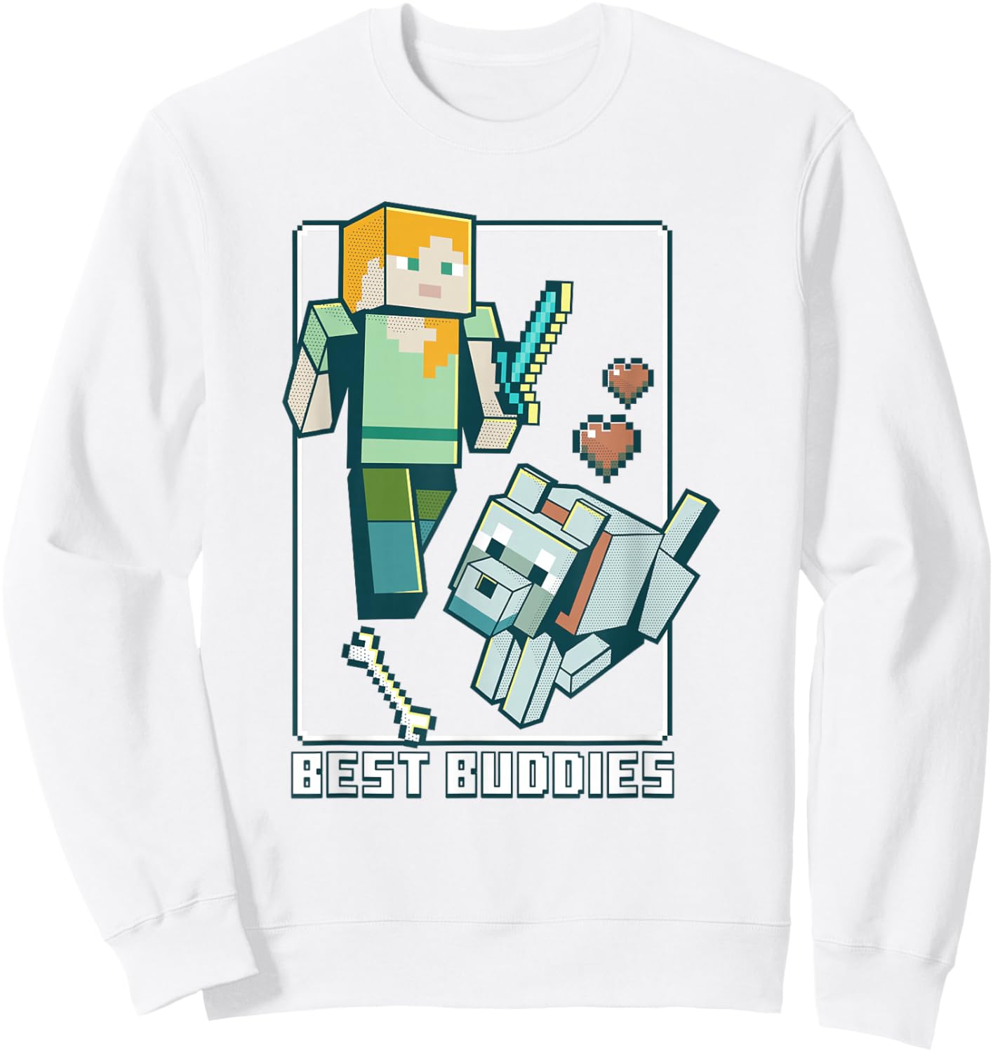 Minecraft Alex and Wolf Best Buddies Sweatshirt - Sweatshirt | White