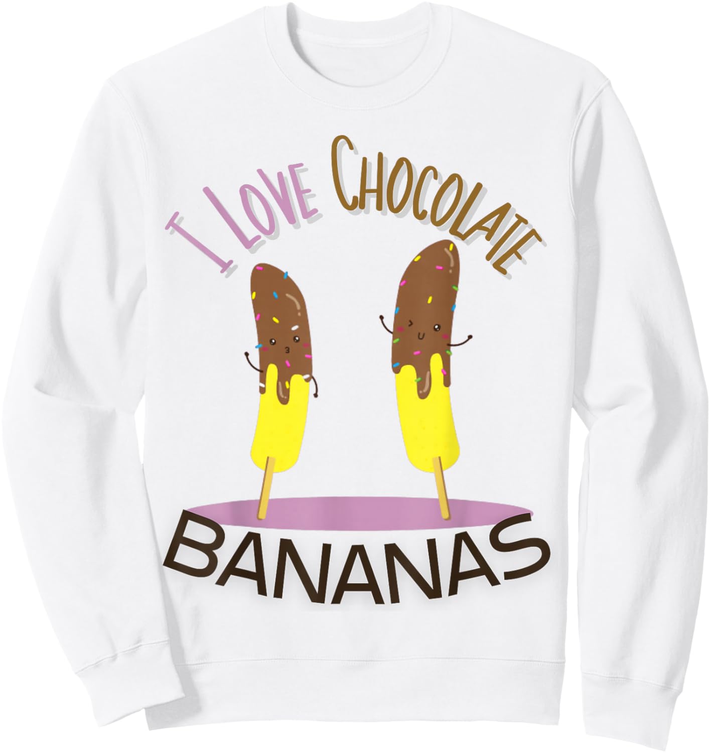 I Love Chocolate Bananas Sweatshirt - Sweatshirt | White