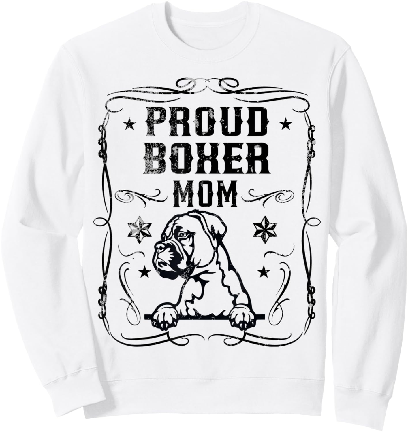 Proud Boxer Mom Best Cute Puppy Dog Lover Mothers Day Themed Sweatshirt - Sweatshirt | White