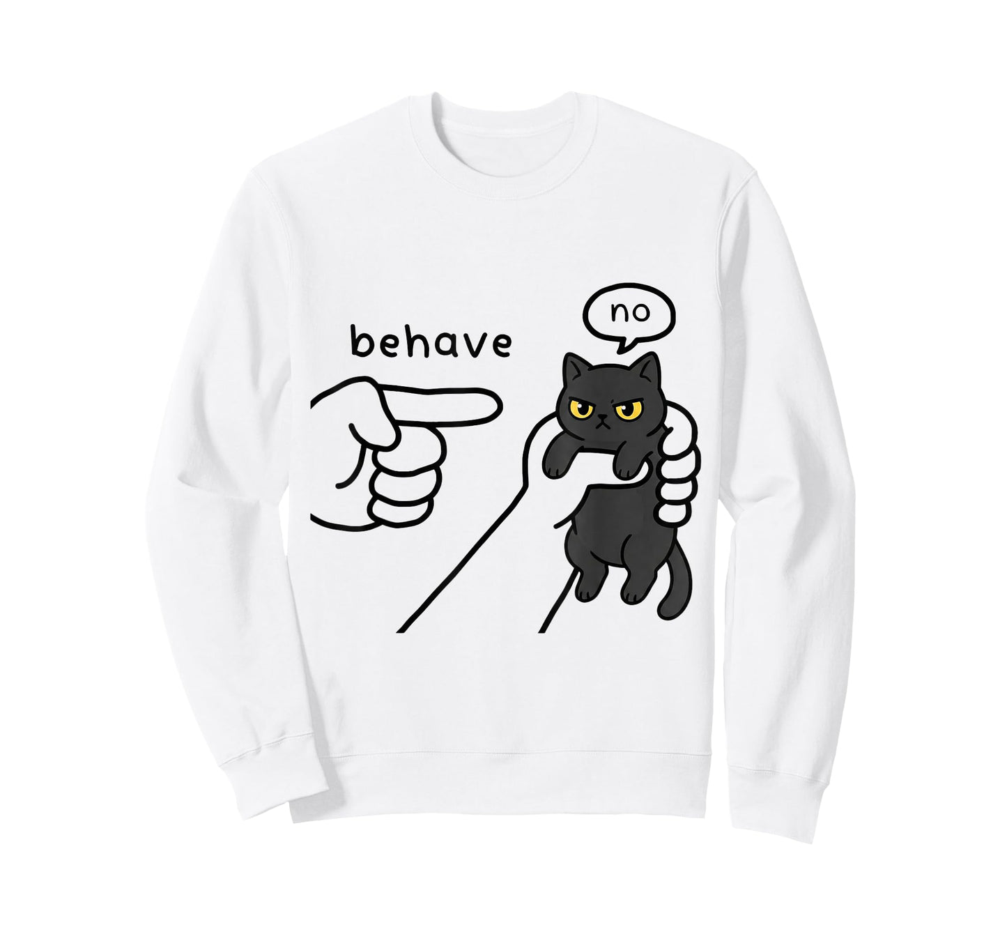 Funny blackcat Meme Behave No Cartoon Design pet Kitten T-Shirt