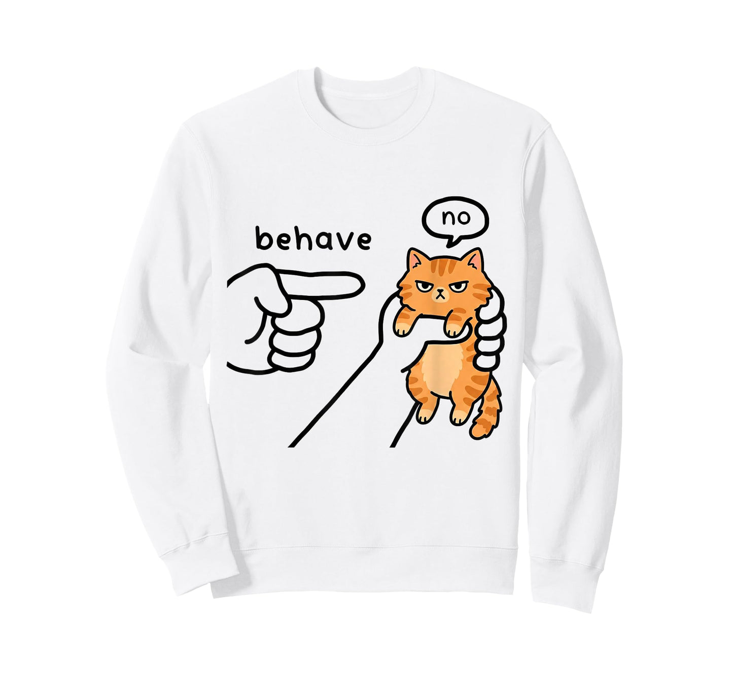Funny cat Meme Behave No Cartoon Design T-Shirt