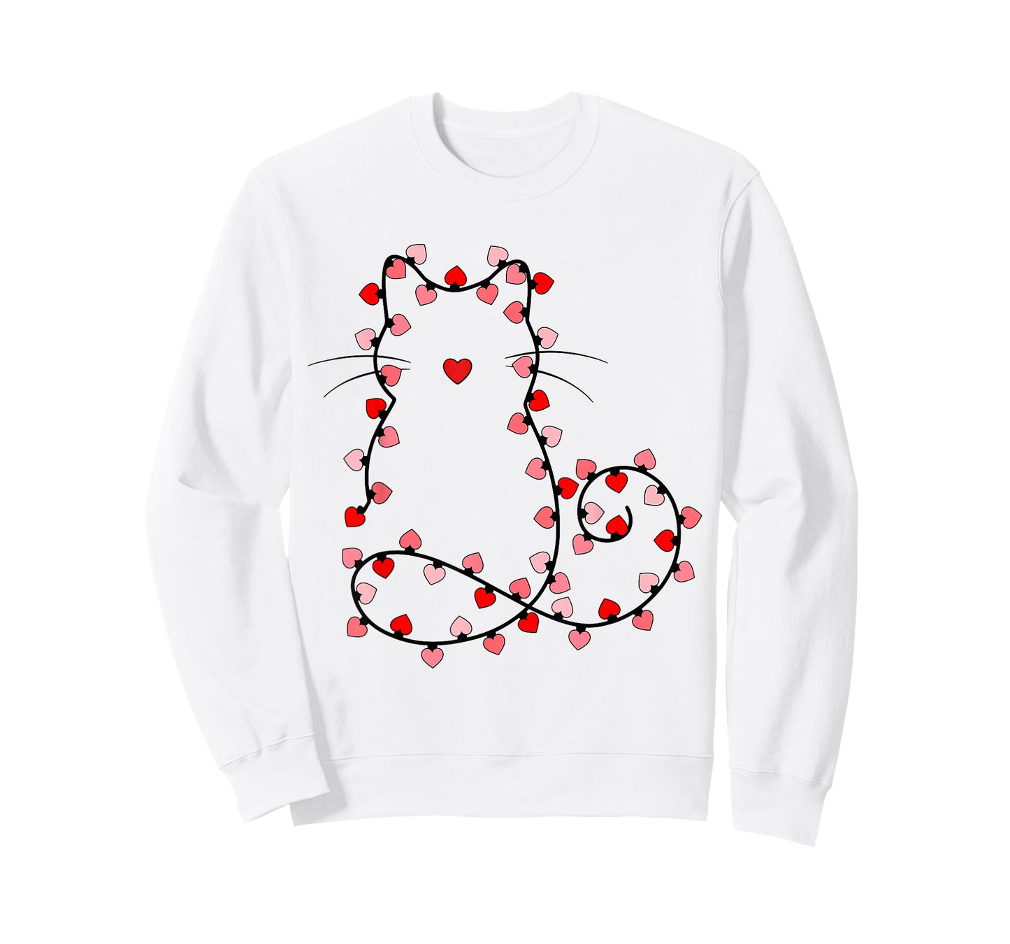Cute Valentine Lights Cat Heart Love Valentines Day Girly T-Shirt