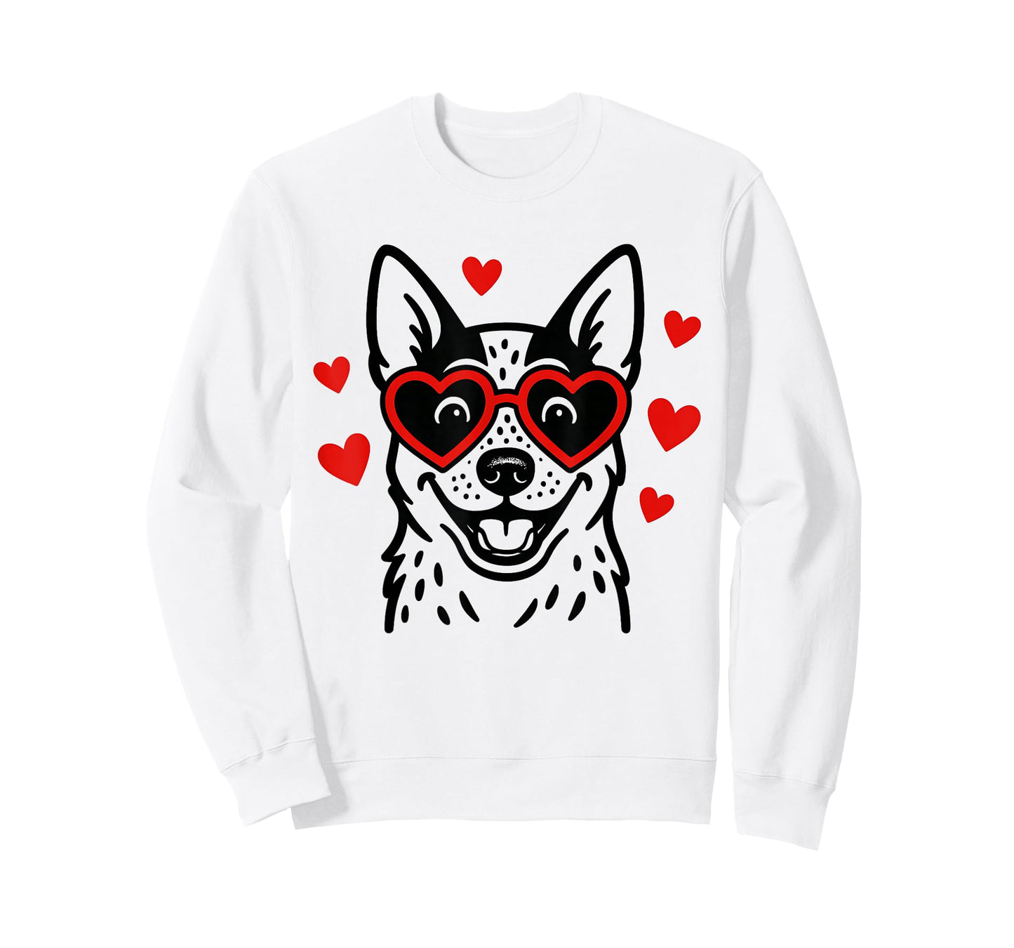 Australian Cattle Dog with Heart Glasses Valentine Love T-Shirt