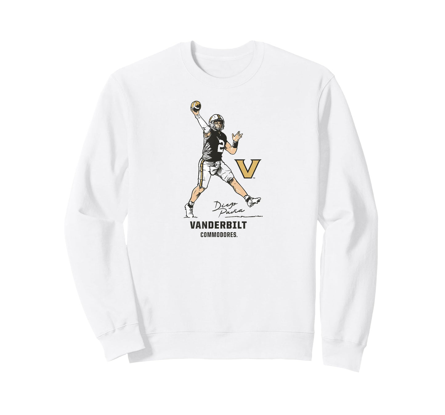 Vanderbilt Football: Diego Pavia Superstar Pose - Vanderbilt T-Shirt