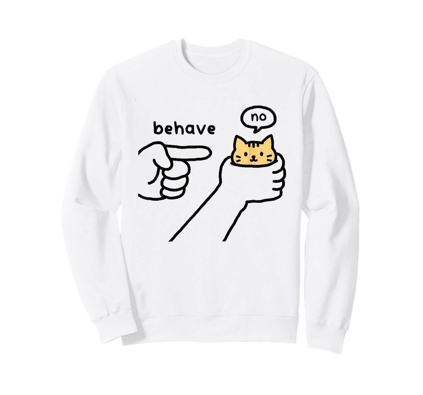 Funny Cat Behave No Stubborn Meme Cartoon T-Shirt