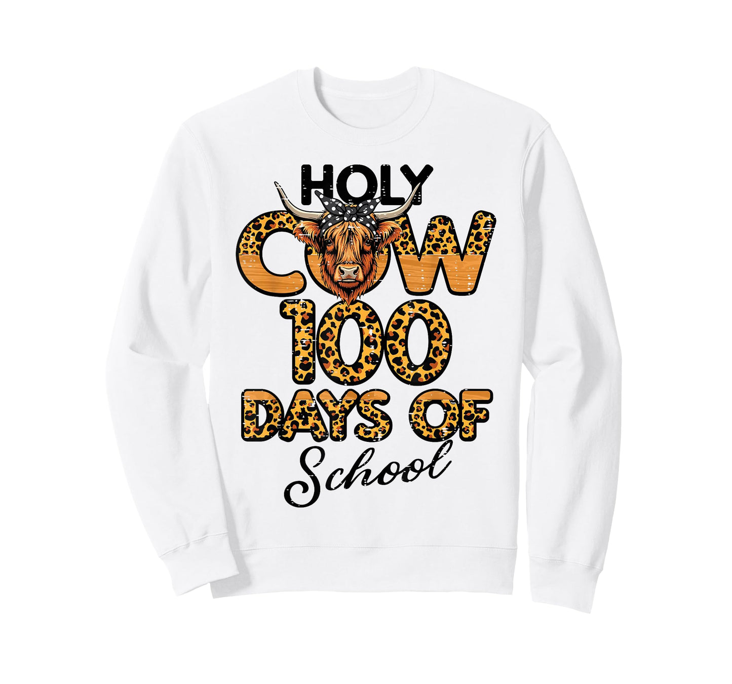 Holy Cow 100 Days of School Leopard 100th Day Kids Women T-Shirt