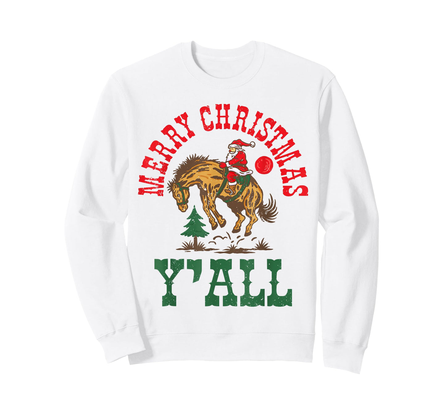 Merry Christmas Yall Western Country Rodeo Santa Cowboy T-Shirt