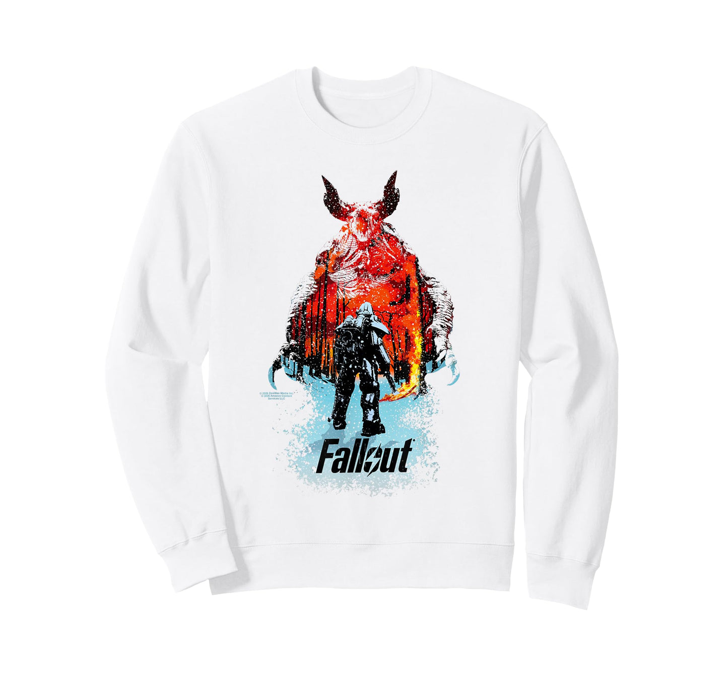 Fallout TV Series Deathclaw Flame Scene with Show Logo T-Shirt